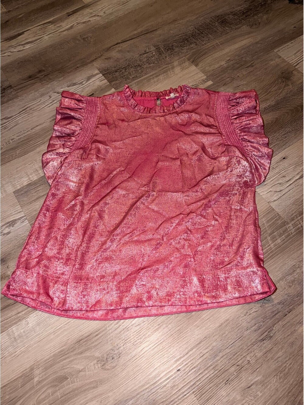 NWOT Jodifl pink velvet ruffle blouse